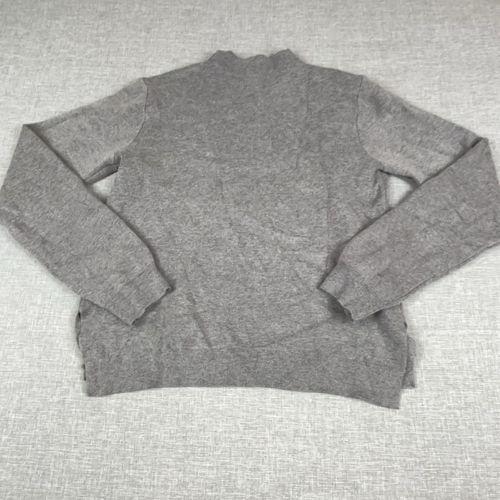 Carolyn Taylor Sweater Womens L Gray Viscose Blend Mock‎ Neck Ruffle Tight-Knit